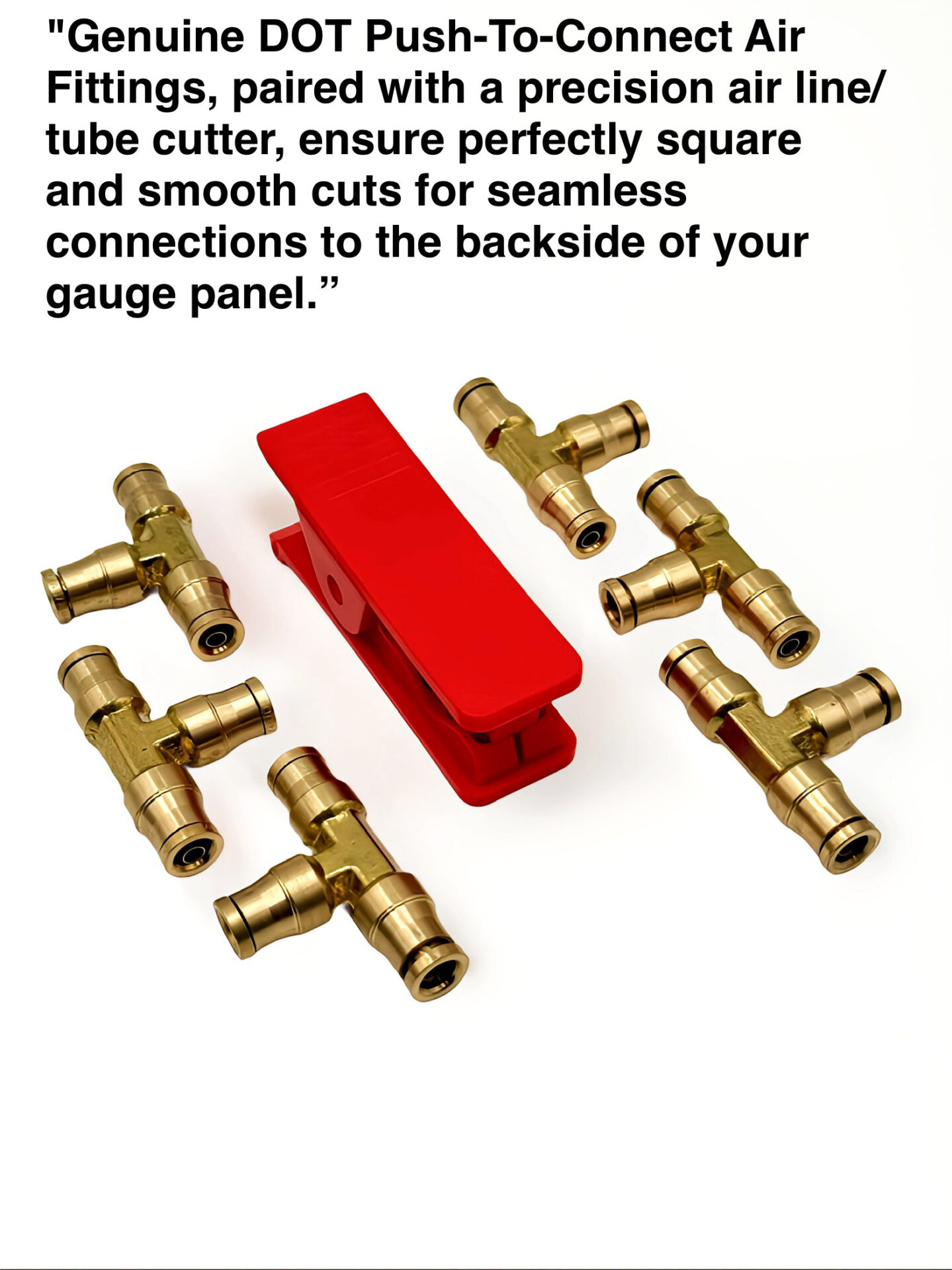 1/4" Union Tee | DOT Push-Connect Brass Fittings | 6-Pack + Cutter - Image 2