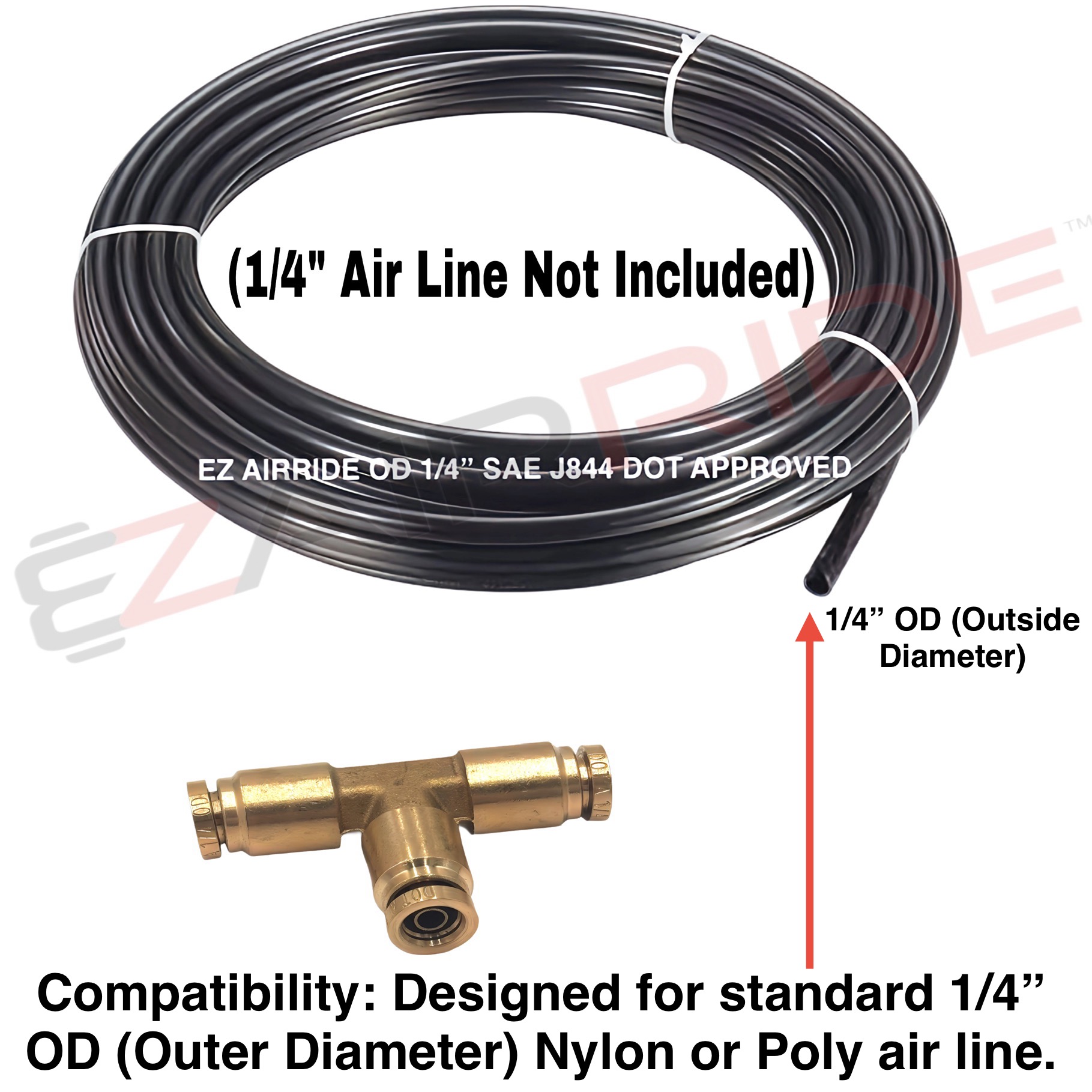 1/4" Union Tee | DOT Push-Connect Brass Fittings | 6-Pack + Cutter - Image 7