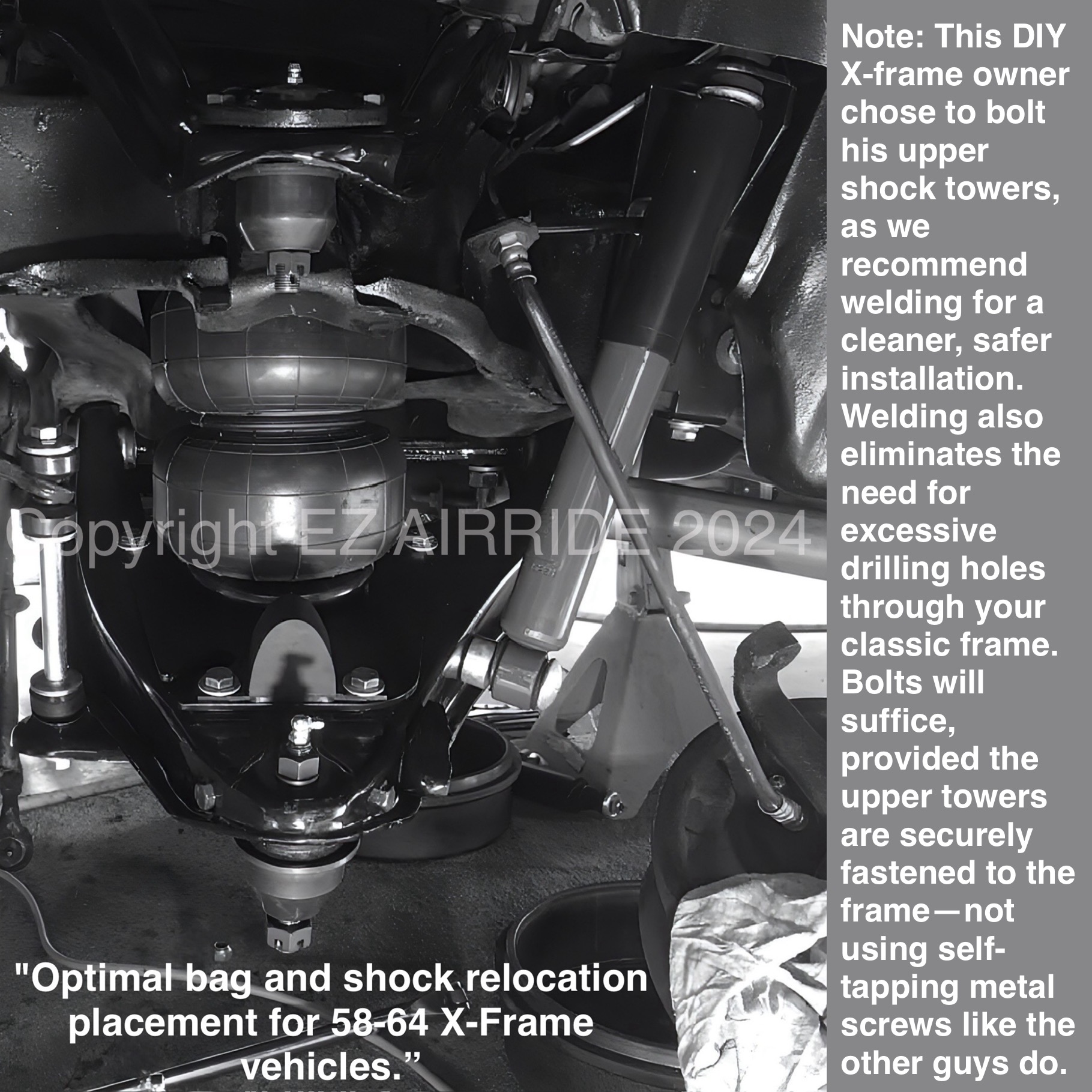 1958-1964 CHEVROLET X-FRAME FRONT SHOCK RELOCATOR KIT w/ SHOCKS - Image 7